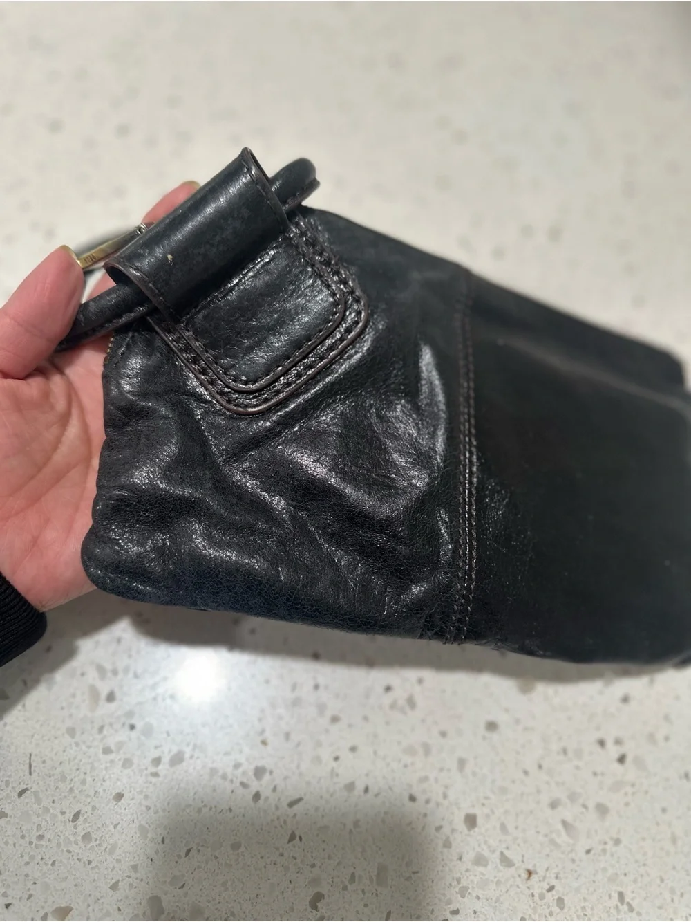 HOBO Black 100% Leather Wristlet Pouch Wallet